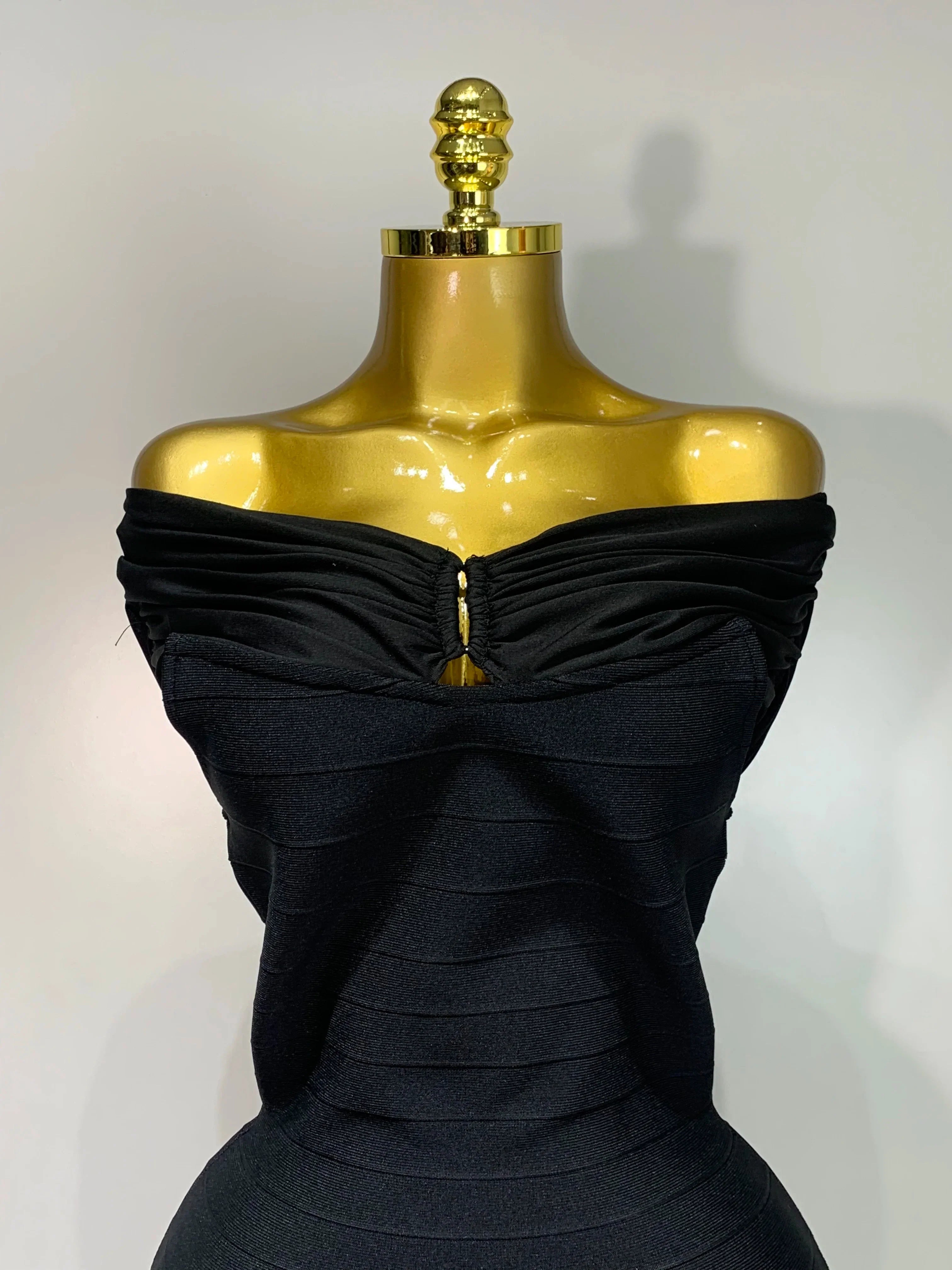 Fashion Sexy Strapless Black Off-shoulder Mini Bodycon Bandade Dress Celebrity Cocktail Party  Luxury Birthday Club Dresses