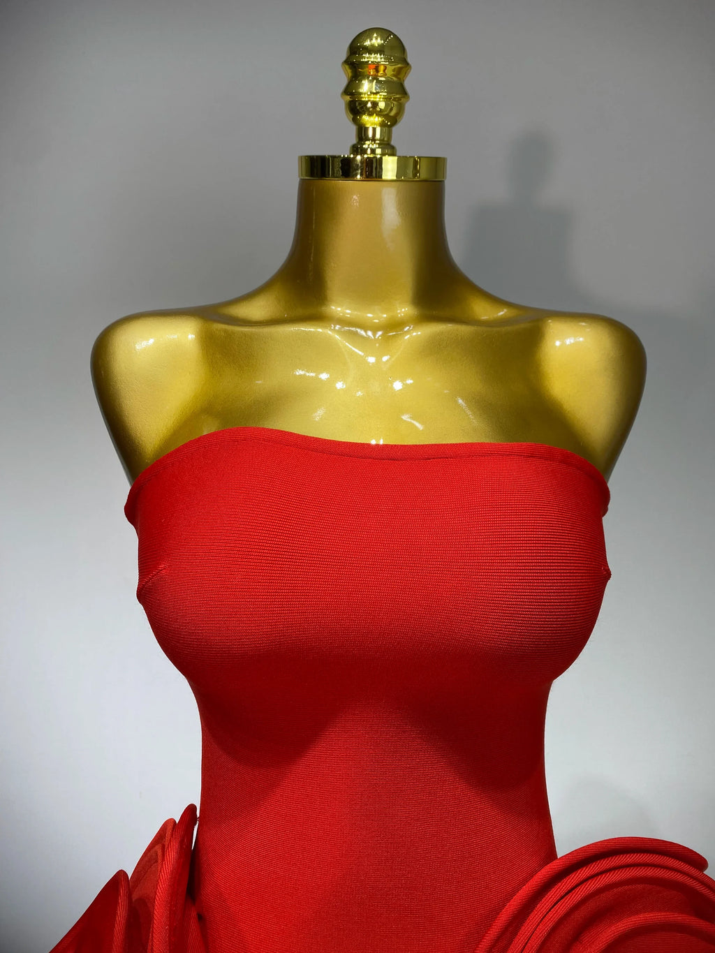 Celebrity Sexy Strapless Backless Flower Red Mini Bodycon Bandage Dress  Knitted Elegant Evening Club Luxury Birthday Dress