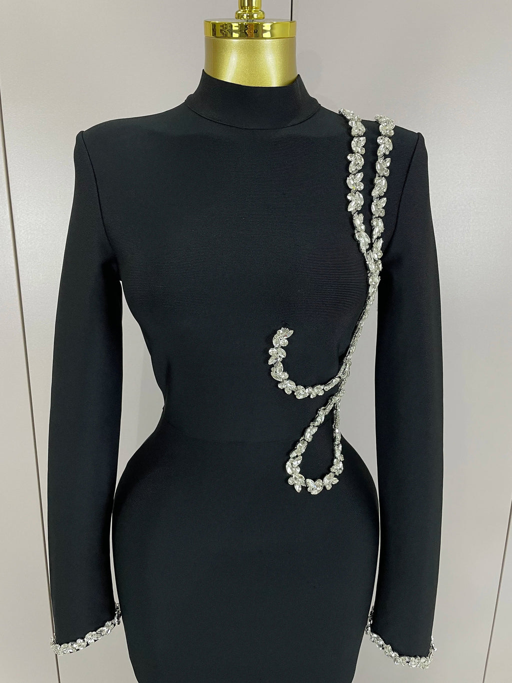 Sexy Long Sleeve Diamonds Maxi Long Bodycon Bandage Dress  Women Celebrity Elegant Evening Party Luxury Birthday Dresses