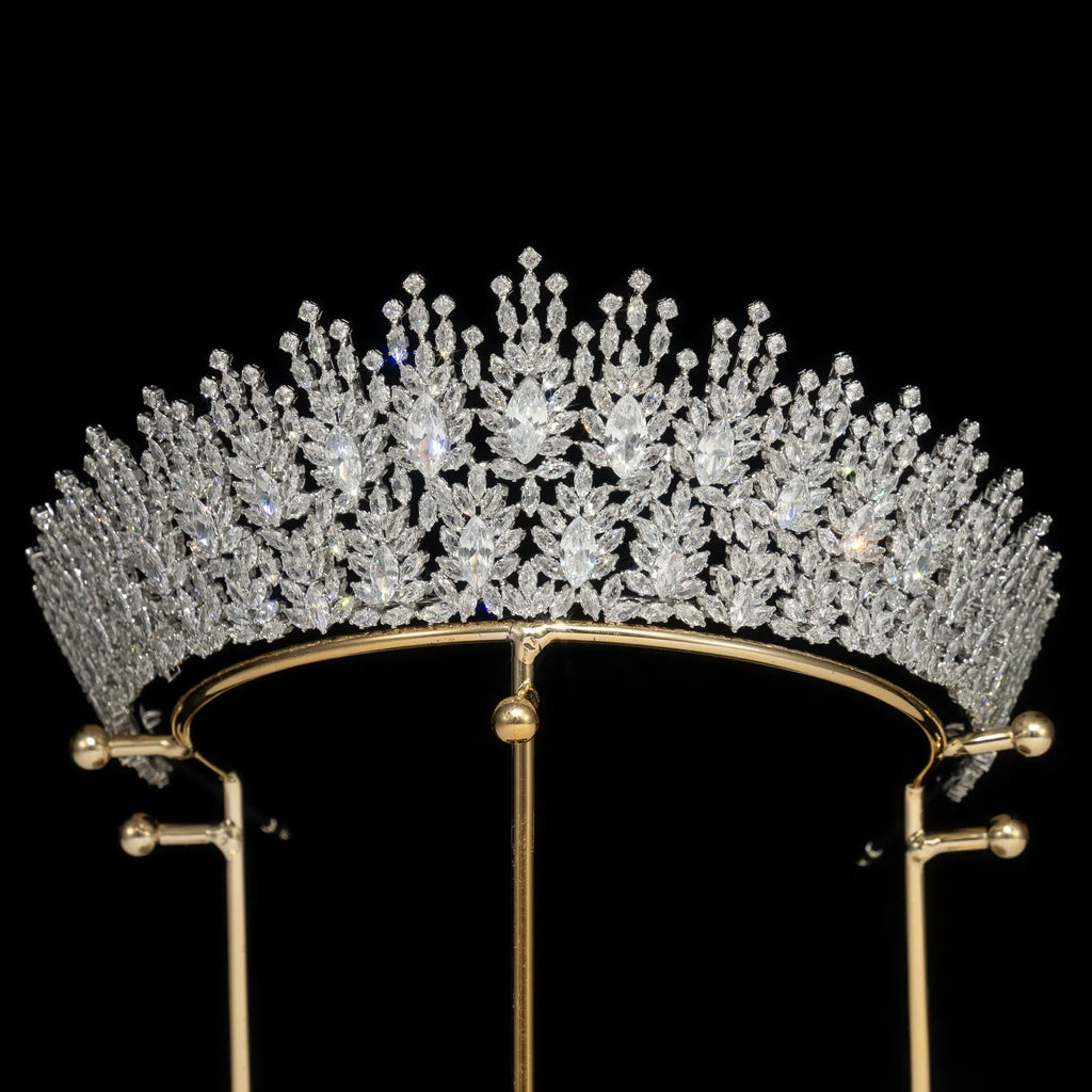 AAA Zircon Tiaras and Crowns Cubic Zirconia CZ Headband For Brides Prom Pageant Diadem Wedding Hair Accessories Bridal Jewelry silver color