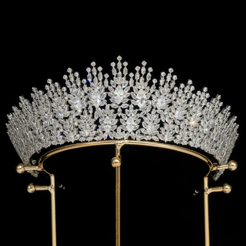 AAA Zircon Tiaras and Crowns Cubic Zirconia CZ Headband For Brides Prom Pageant Diadem Wedding Hair Accessories Bridal Jewelry silver color