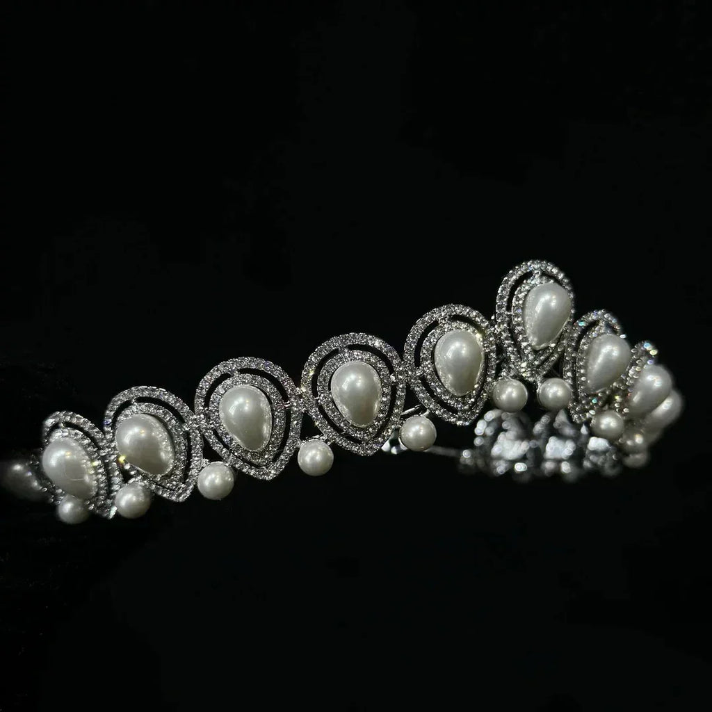 Crystal Pearl Tiaras and Crowns Rhinestones Diadem Bride Women Princess Queen Headband Bridal Hair Jewelry Wedding Accessories