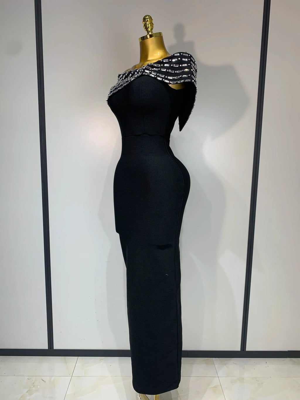 Fashion Sexy Strapless Black Off-shoulder Bodycon Bandade Dress Celebrity Cocktail Party  Luxury Birthday Wedding Dresses