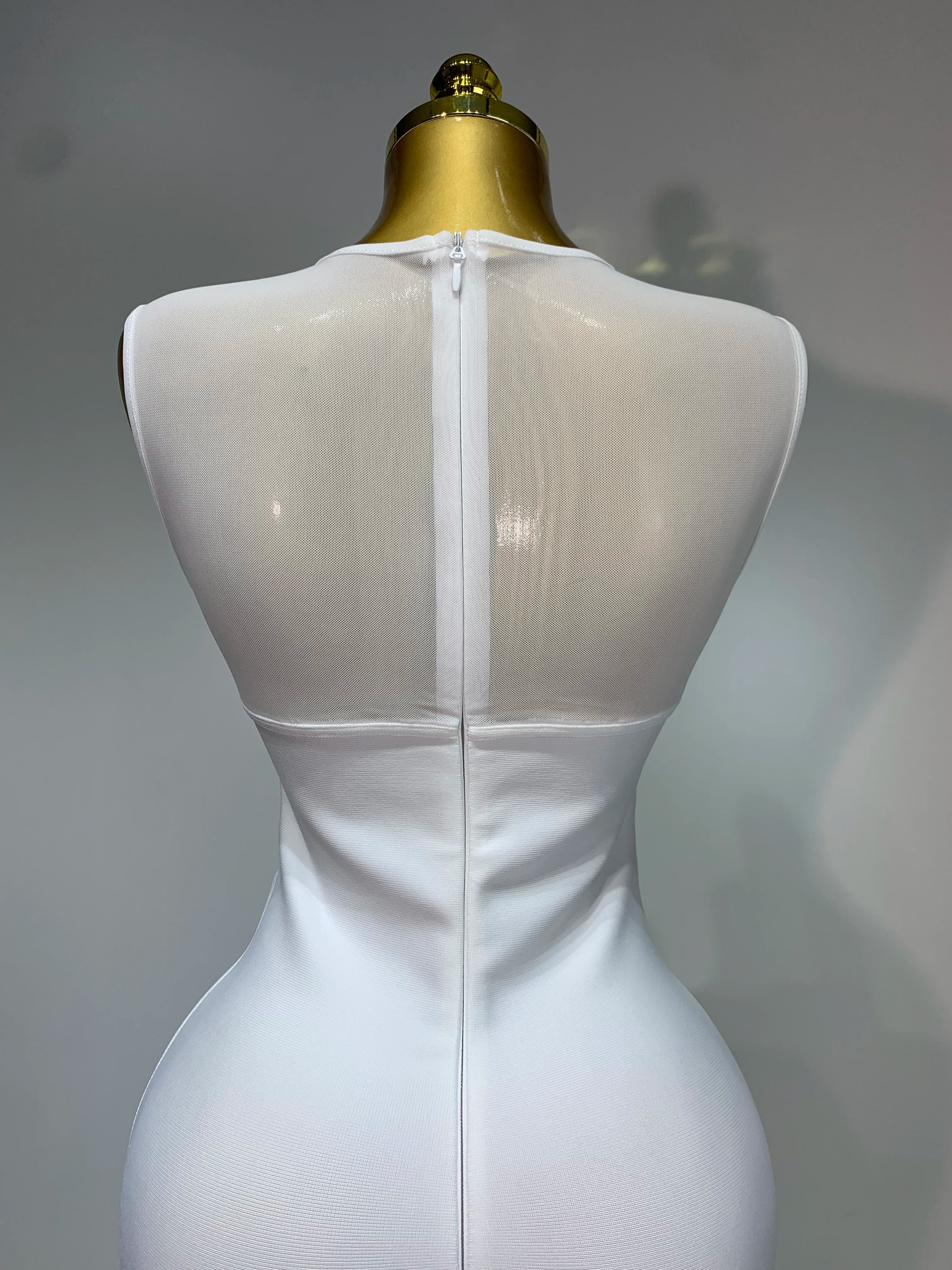 Sexy O Neck Mesh Bodycon Bandage Dress Evening Party Gown  Celebrity Elegant Luxury Birthday Club Dresses