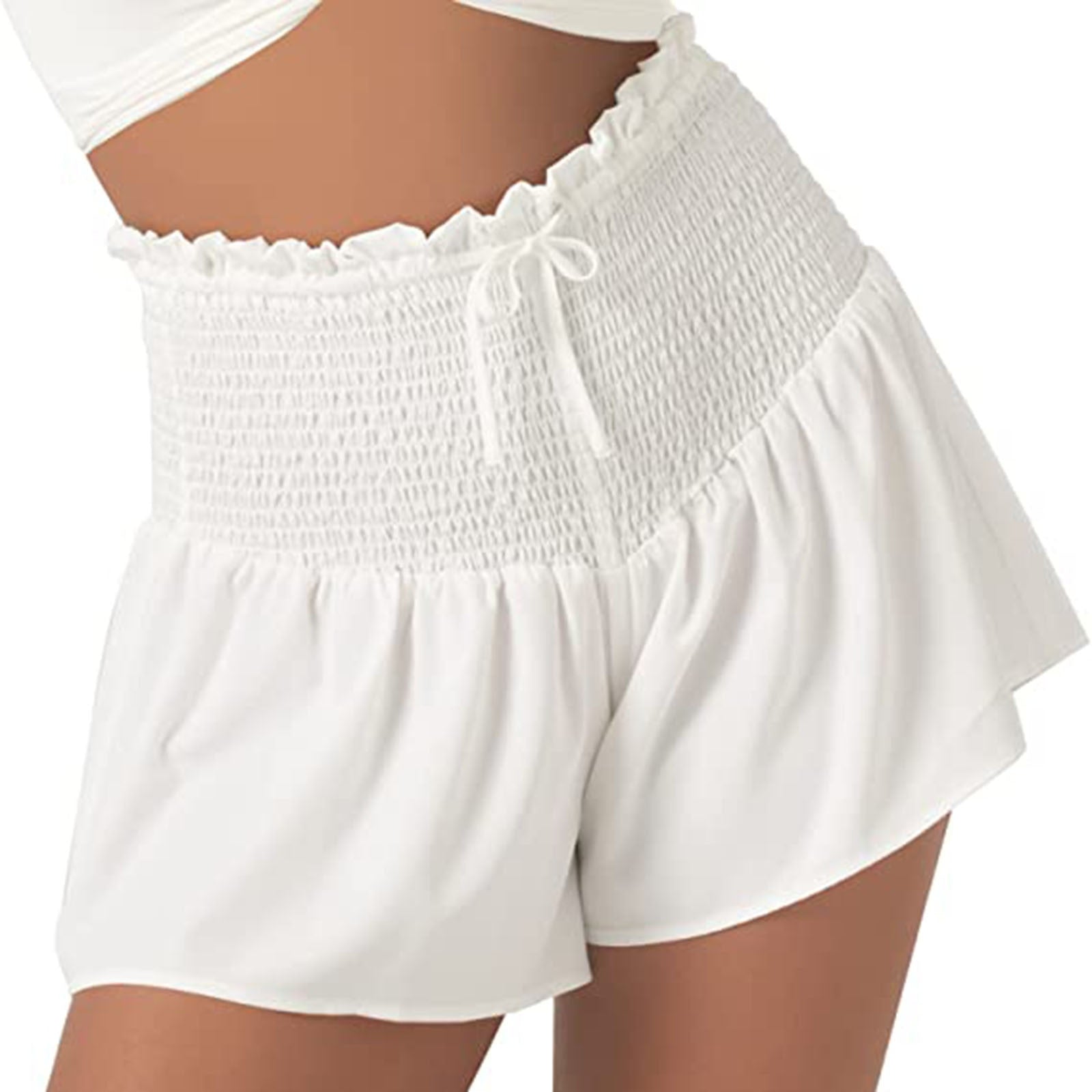 Women High Waist Loose Shorts Sports Drawstrings Floral Print Beach Shorts