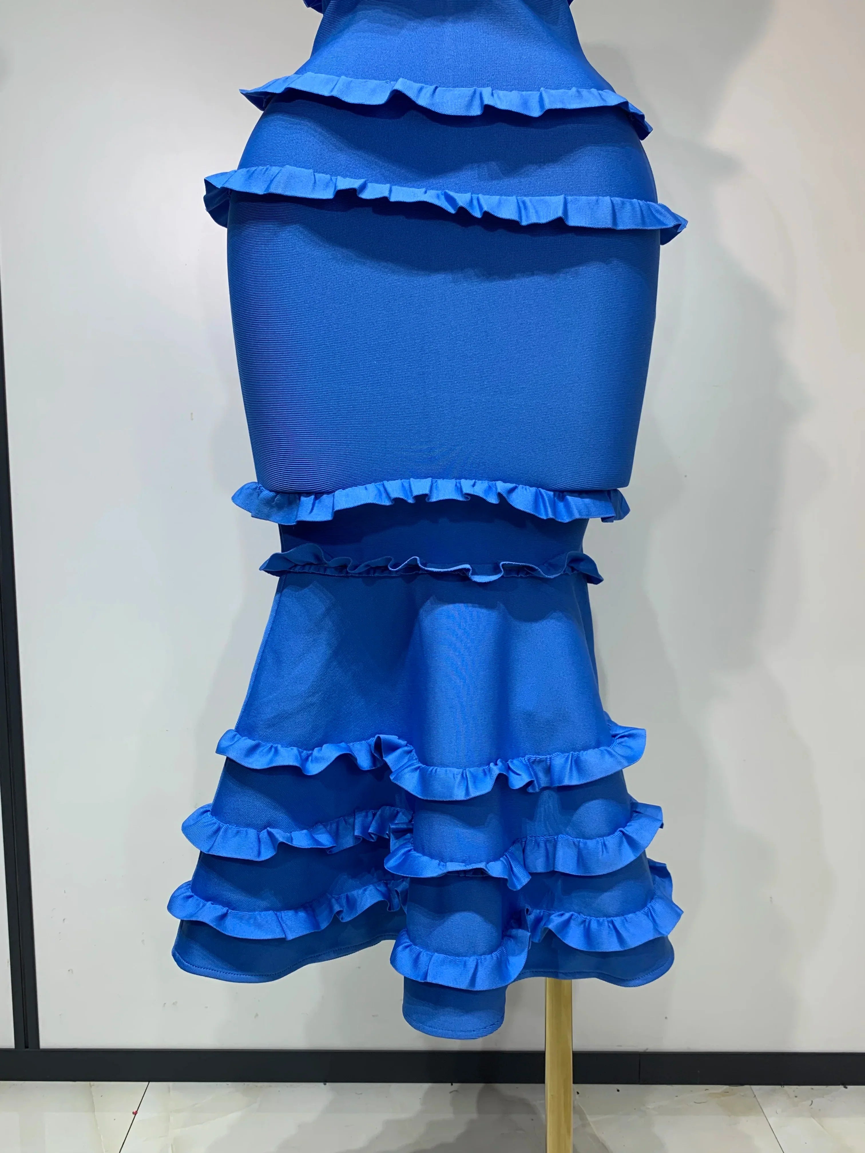 Women Sexy Backless Ruffles Bodycon Bandage Mermaid Dress Celebrate Evening Party Luxury Birthday Wedding Guest Dress
