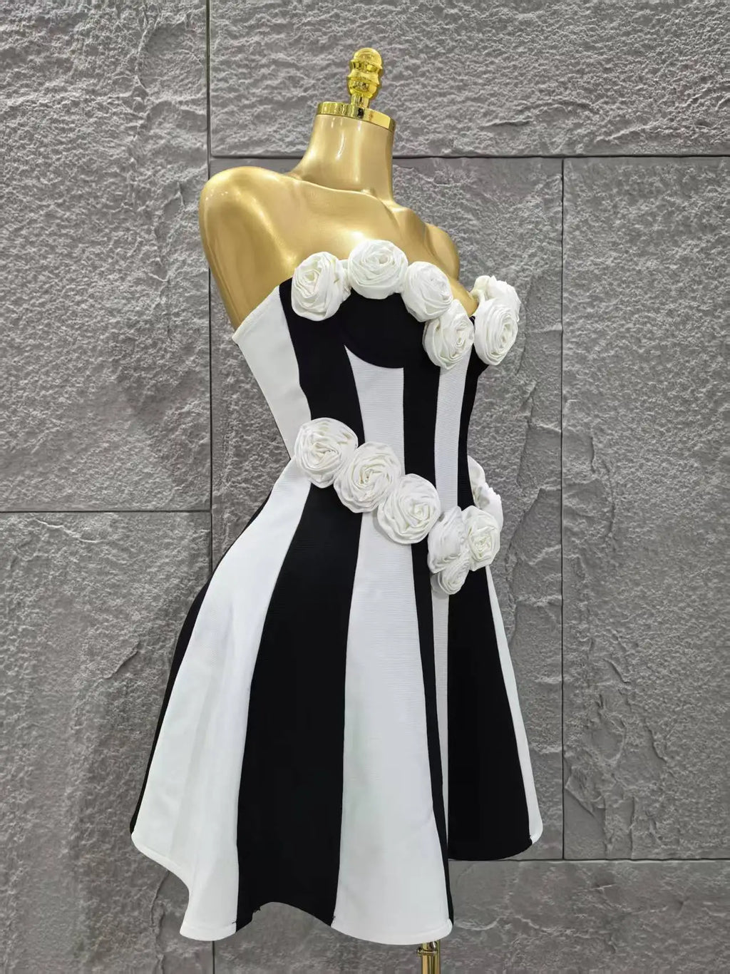 Women Sexy Strapless Florals A-line Mini Bandage Dress Cute Girls' Birthday Party Fashion Cocktail Outfit