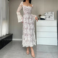 Lace Flared Sleeve ALine Midi Dress
