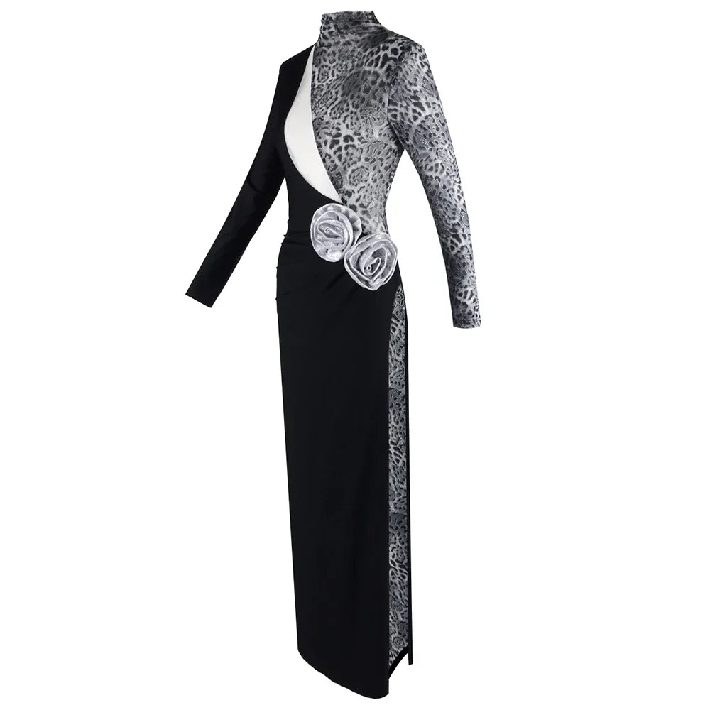 Women Long Sleeve Shinning Sequins Florals Bodycon Long Dress Keyhole Celebrate Evening Party Prom Outfit