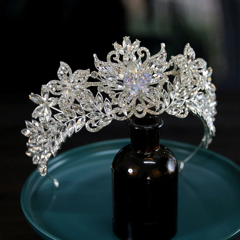 Luxury Wedding Crowns Tiaras For Bride Headdress Crystal Princess Queen Crowns For Women Pageant Wedding Hair Jewelry Headwear Gold-color