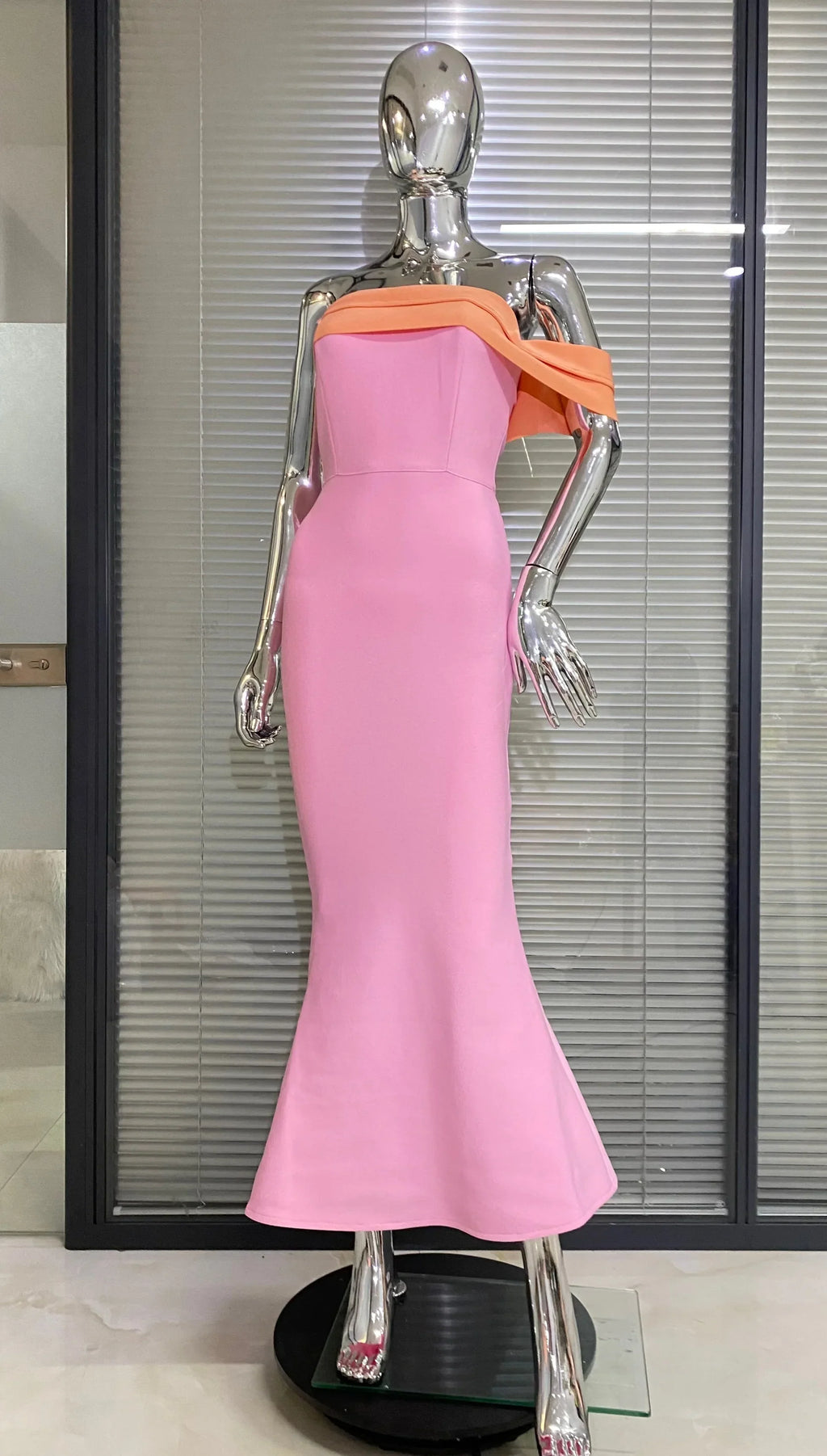 Pink Color Women Sexy Off the Shoulder Bodycon Bandage Long Maxi Dress Celebrate Evening Party Birthday Dress
