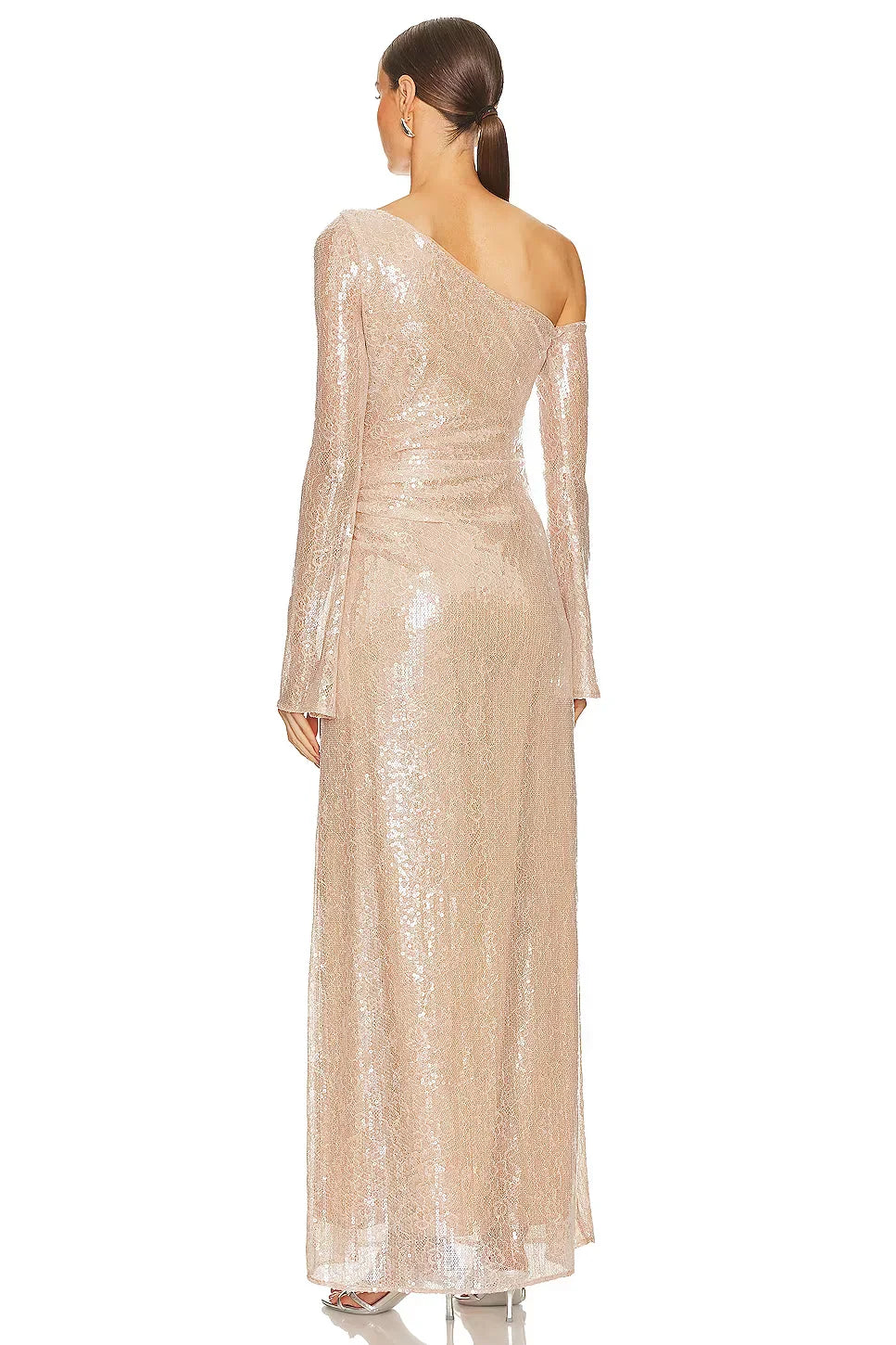 New Shinning Sequins Women Long Sleeve Off the Shoulder Bodycon Long Maxi Dress Fashion Celebrate Birthday Party Outfit