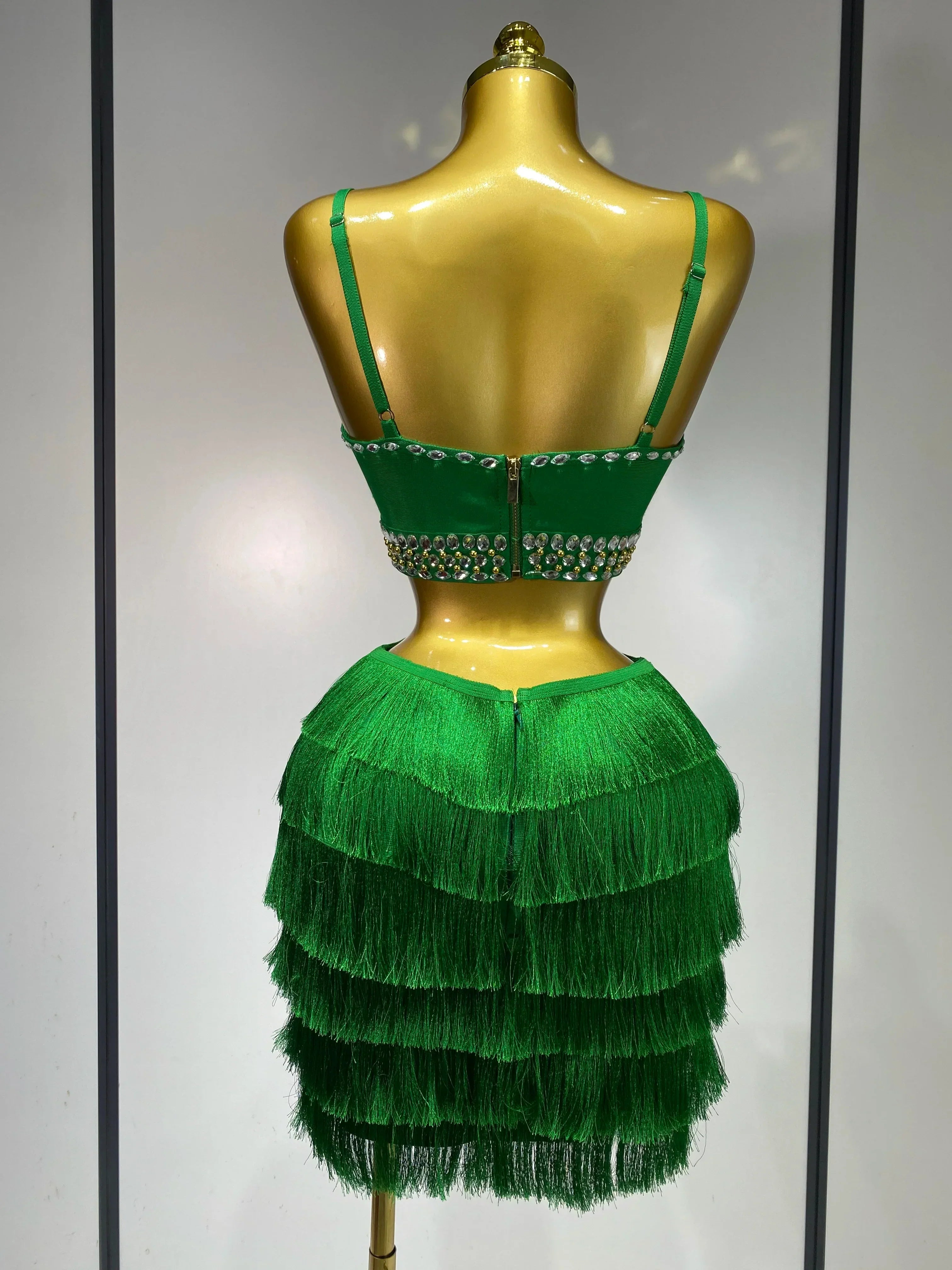 Sexy Sling Backless Dress Women Green Bodycon Bandage Dress  Celebrity Elegant Evening Club Luxury Birthday Party Dresses