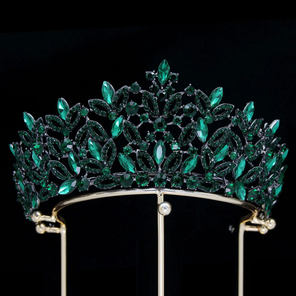 Crystal Crowns For Queen Princess Bridal Tiara Crown For Wedding Hair Accessories Women Crown for Pageant Bride Prom Headpieces Antique Bronze Plated