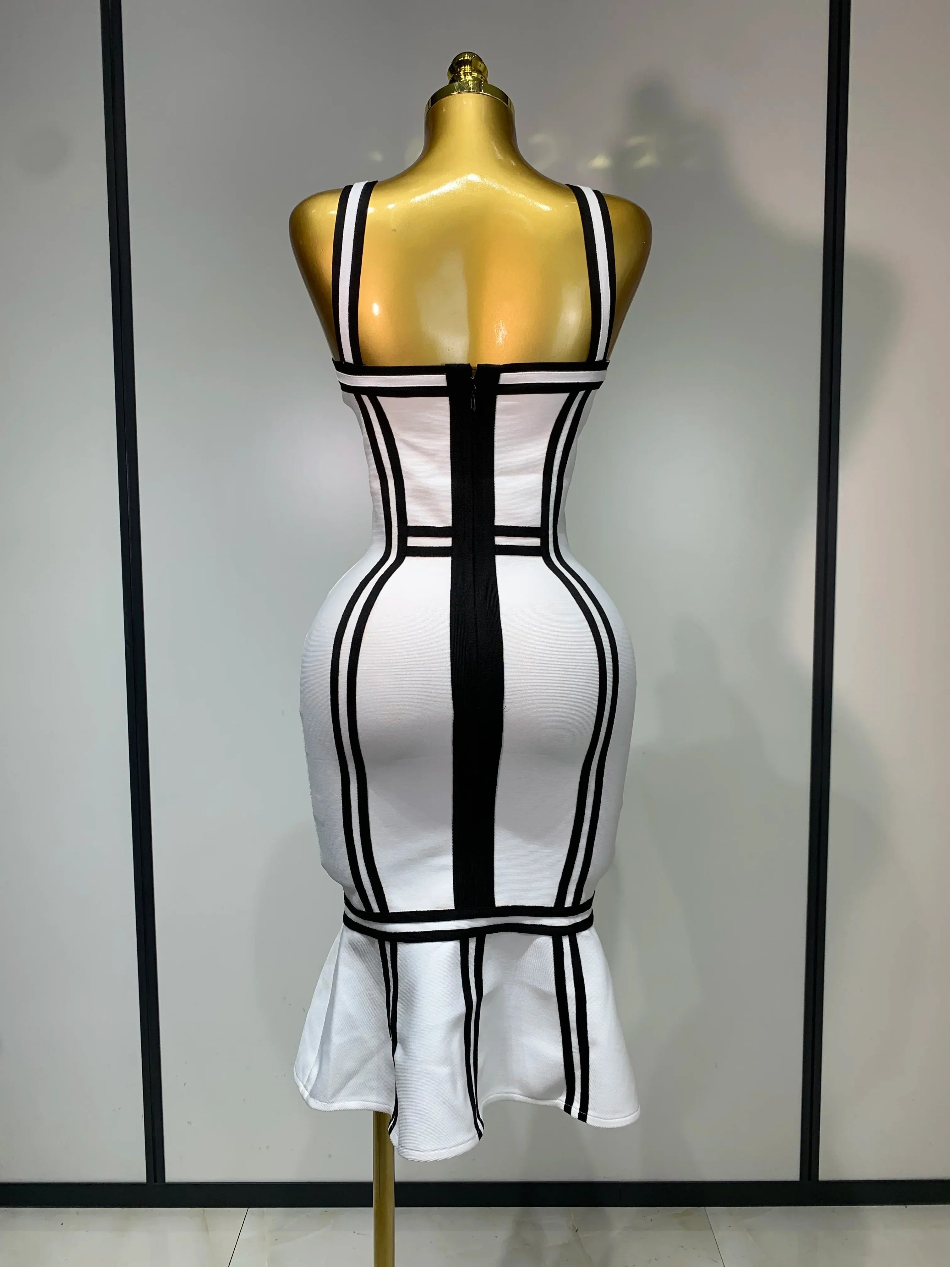 Women Sexy Backless Ruffled Edge Bodycon Bandage Dress  Celebrity Elegant Evening Party Luxury Birthday Club Dress