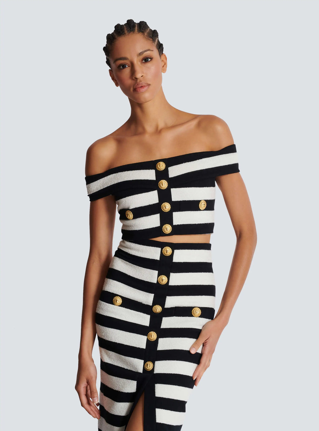 Women Sexy Slash Neck Striped 2 Pieces Bodycon Bandage Dress 2 Pieces Celebrate Evening Party Cocktail Dress black