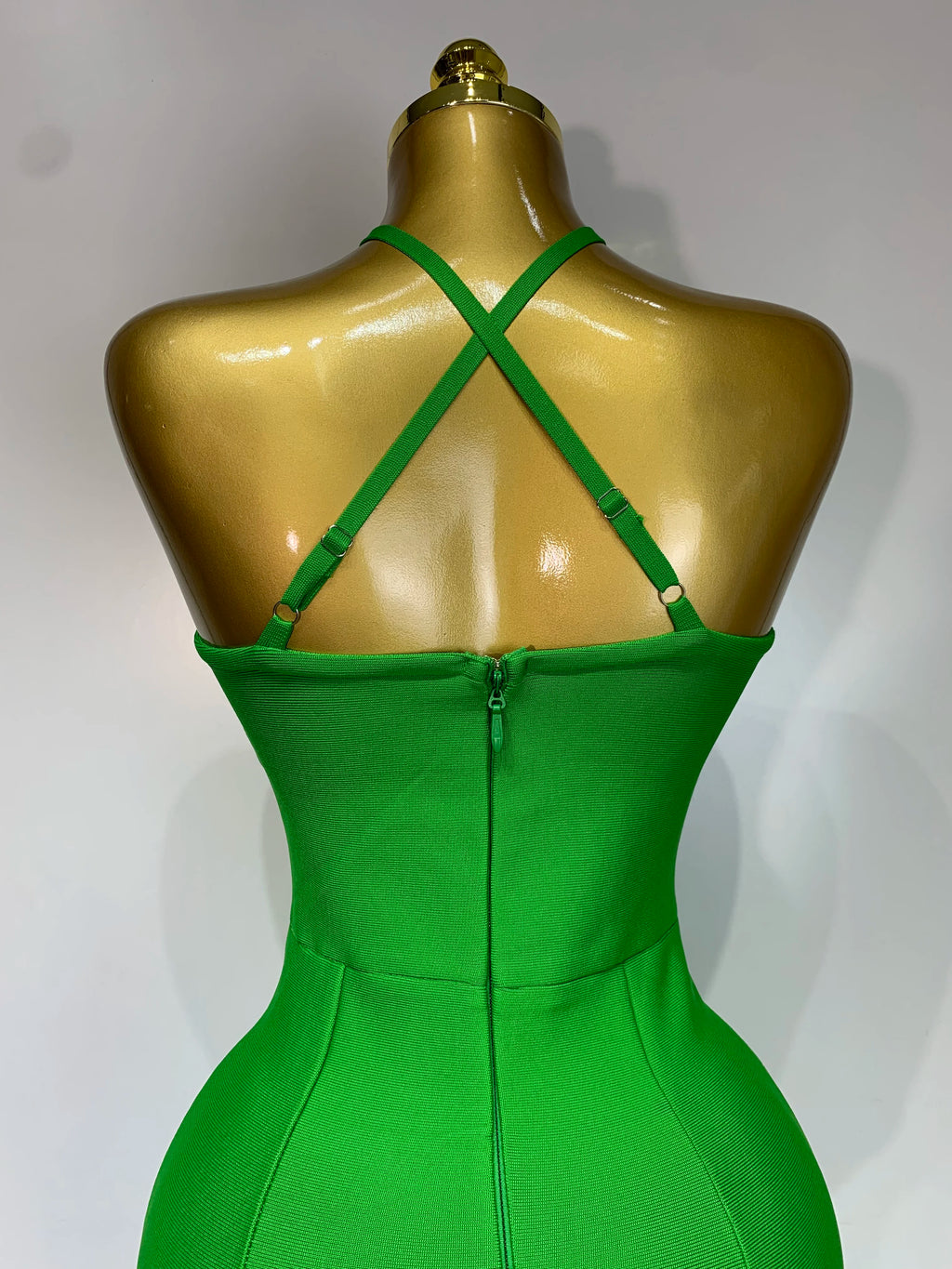 Women Sexy Sleeveless Backless Green Midi Bodycon Bandage Dress  Celebrity Elegant Evening Club Party Luxury Birthday Dress