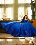 Customized Glitter Royal Blue Quinceanera Dress Ball Gown Sequins Applique Beaded Bow Sweet 16 Vestidos De 15 Anos Red