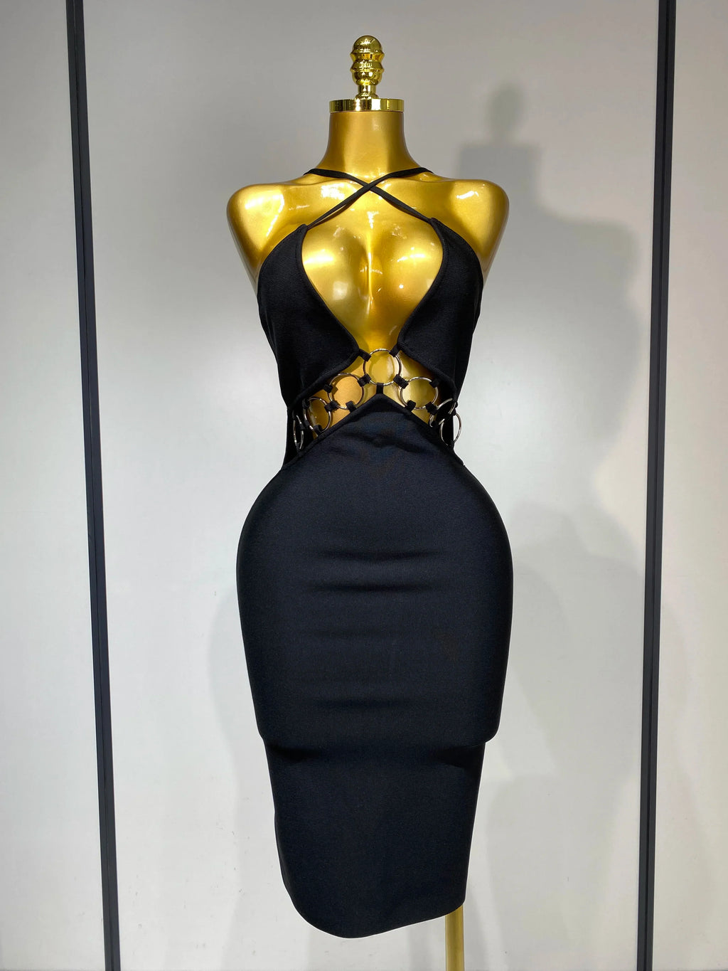 Women Sexy Backless Bodycon Bandage Dress Nightclub Party Evening Dress Luxury Birthday Cut Out Black Dresses black