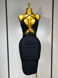 Women Sexy Backless Bodycon Bandage Dress Nightclub Party Evening Dress Luxury Birthday Cut Out Black Dresses black