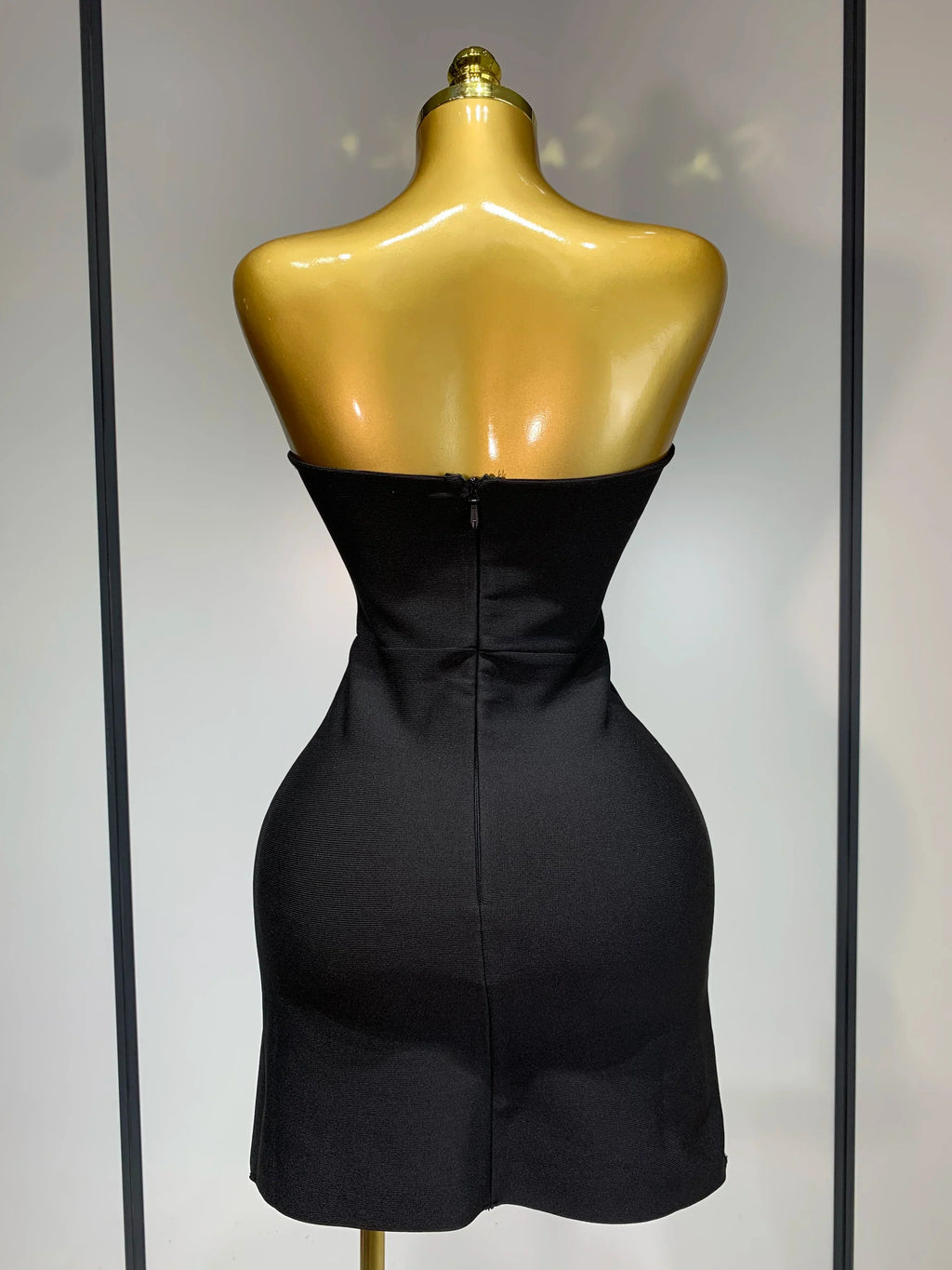 Women Sexy Strapless Colorful Crystal Bodycon Mini Bandage Dress  Spring Elegant Party Celebrate Birthday Outfit