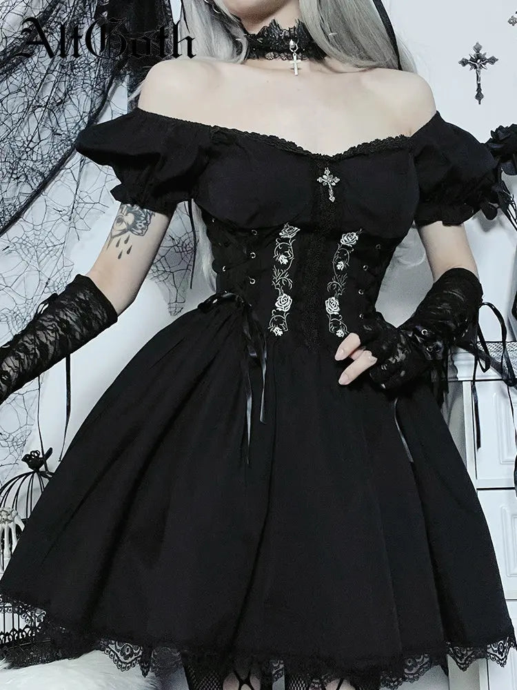 Vintage Gothic Princess Corset Lace Dress