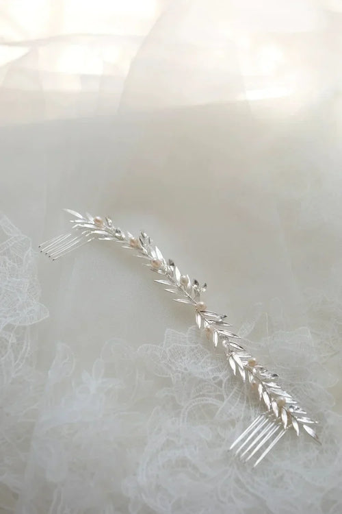 Bridal Jewelry Pearl Crystal Hair Comb Pin Clip Long Headpiece Headband For Brides Bridesmaids Leaf Hairpins Wedding Accessories b