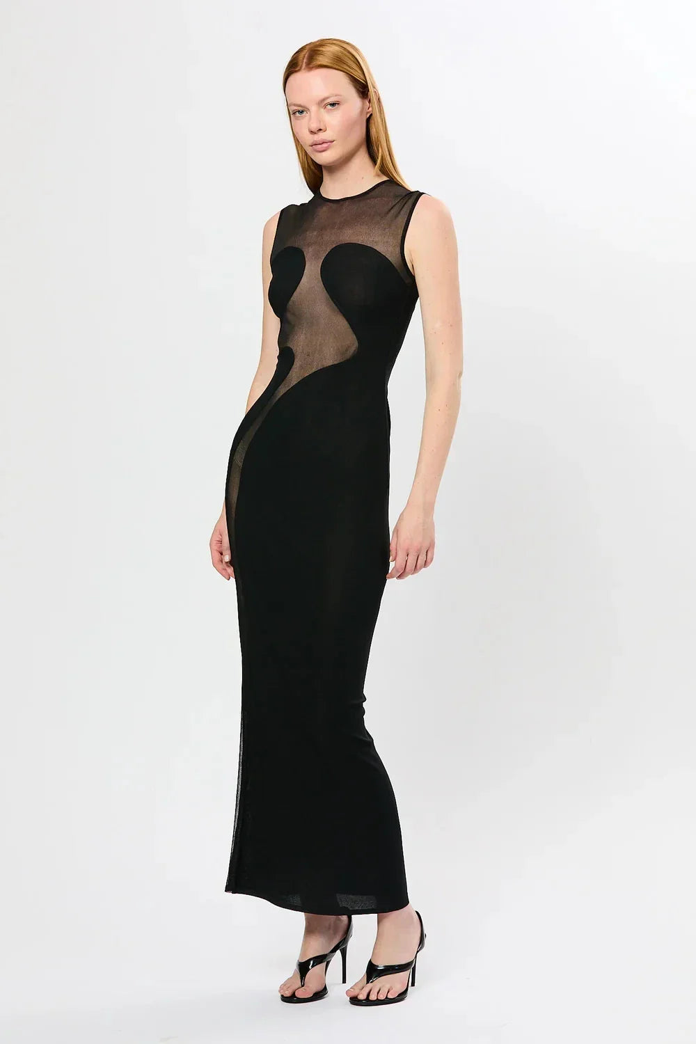 Elegant Mesh Patchwork Sleeveless Bodycon Party Club Evening Dress Sexy Bodycon Perspective Vestido Summer Clothing