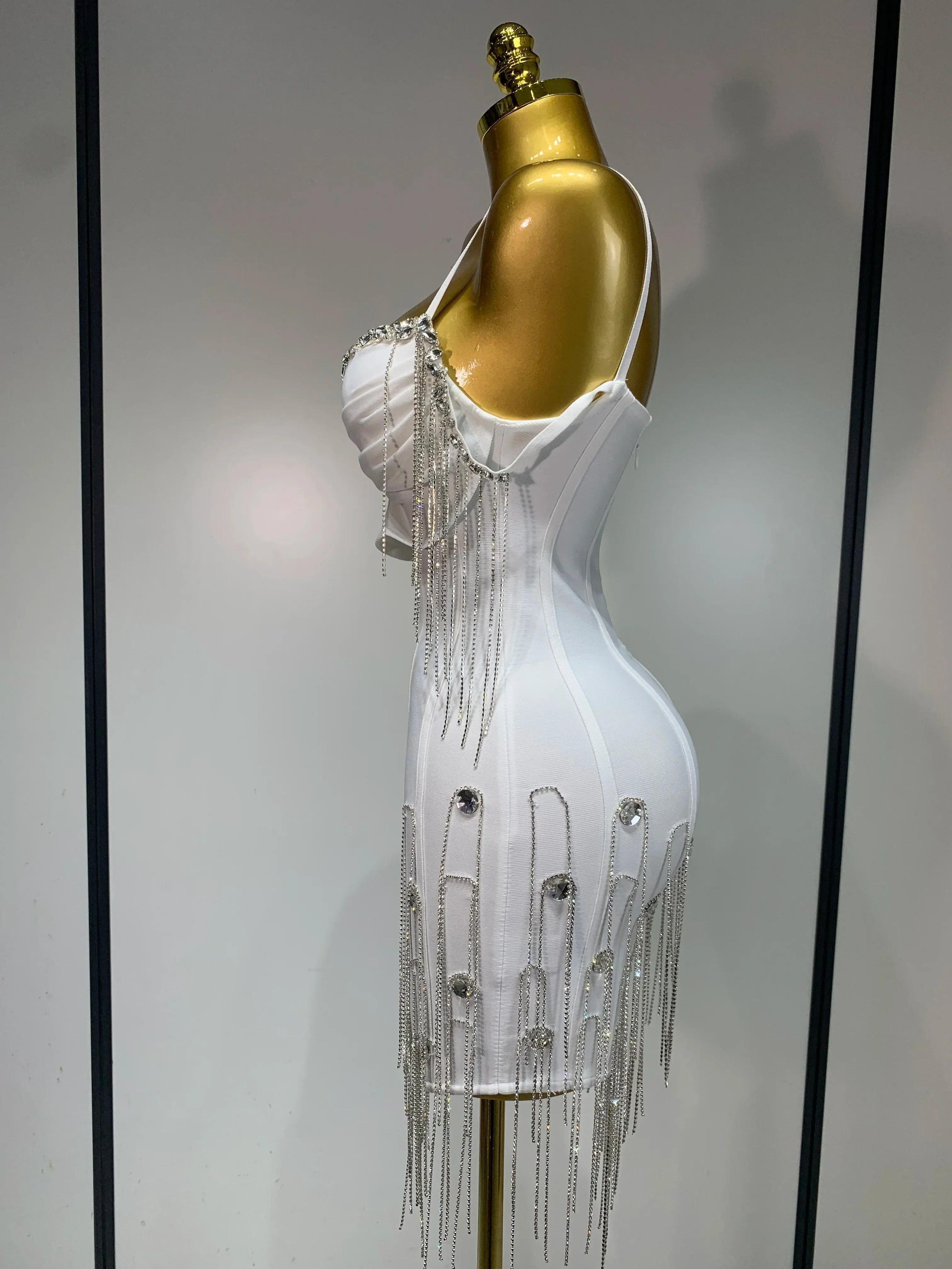 Women Sexy Backless Spaghetti Strap Bodycon Sleeveless Bandage Dress  Elegant Prom Gown Club Evening Party Birthday Dresses