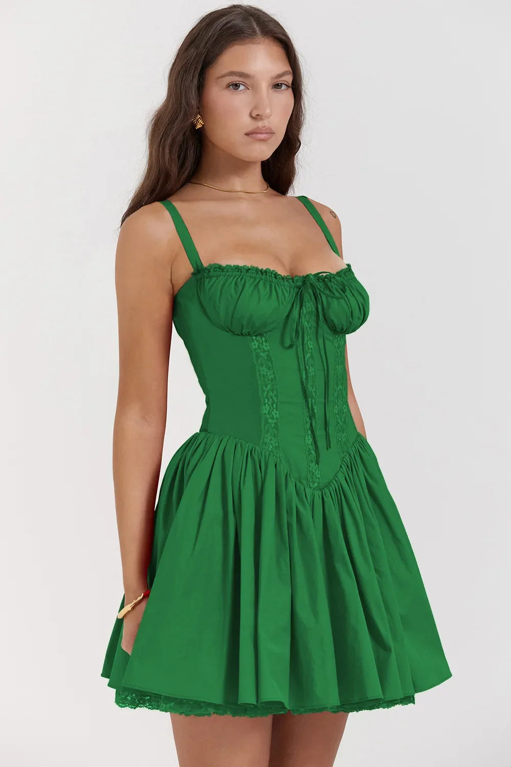 Lace ALine Spaghetti Strap Mini Dress