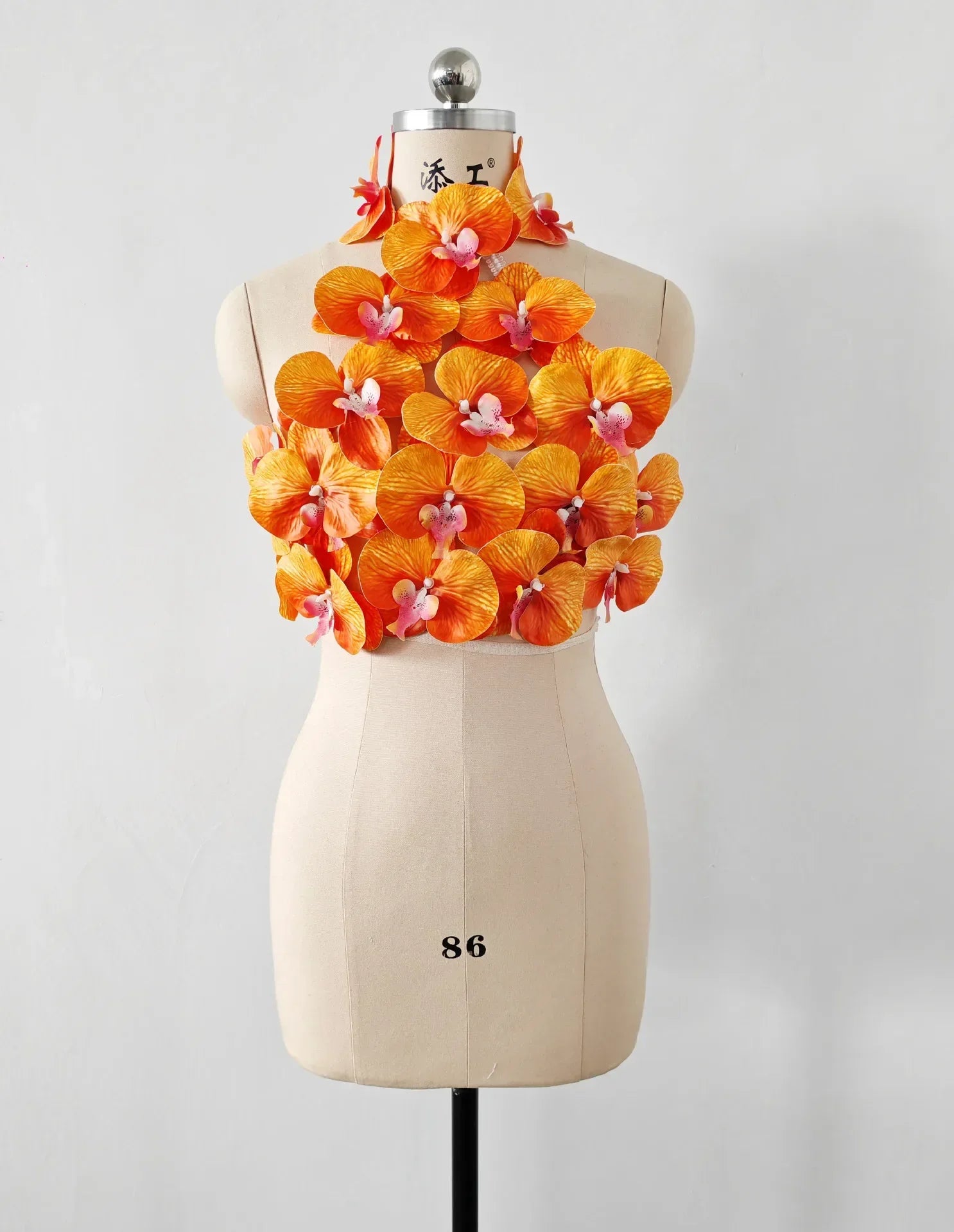Blue Women Sexy Florals Backless Bodycon Tops Celebrate Nightclub Party Bar Dancer DJ Performance Costume Orange