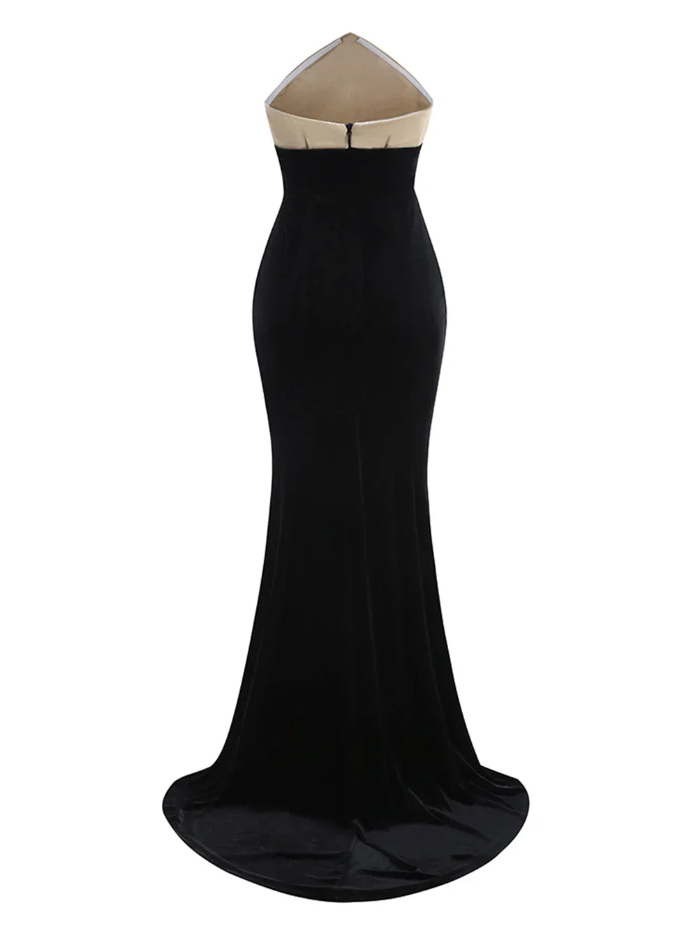 UpAvonu Elegant Strapless Patchwork Velvet Mermaid Long Dress Women Sexy Sleeveless Folds Slim Evening Runway Party Gown