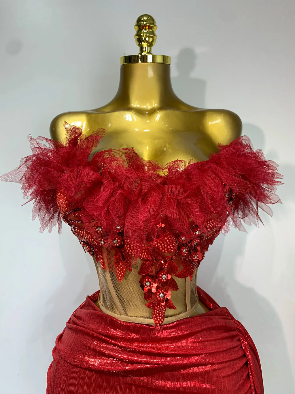 Women Sexy Two Pieces Set Beading Bodycon Mini Dress Nightclub Evening Party Celebrate Birthday Bar Singer Performance Costume
