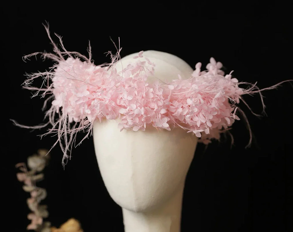 Wedding Hair Accessories Flower Headband Hairband Pink Ivory Headpiece Bride Bridesmaids Women Headwear Headdress Bridal Jewelry