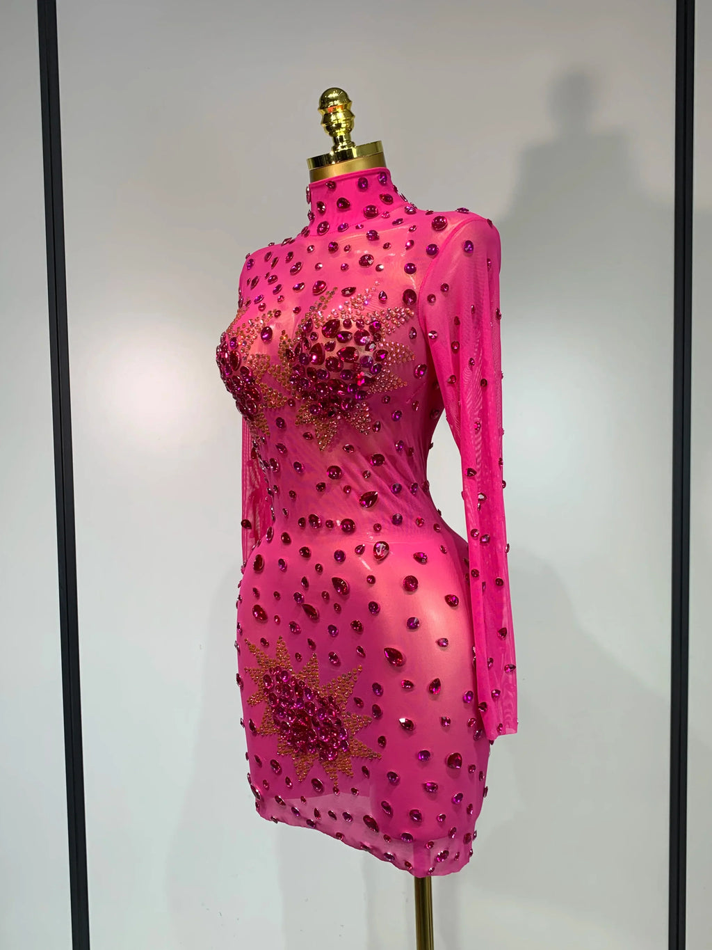Sparkly Rhinestone Sexy Bodycon Dress New Fashion Nightclub Stage Outfit Luxury Birthday Party Dresses