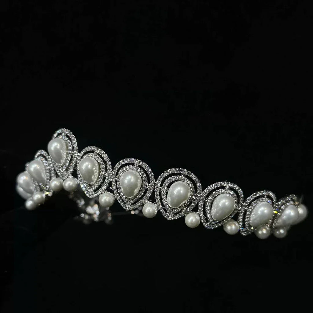 Crystal Pearl Tiaras and Crowns Rhinestones Diadem Bride Women Princess Queen Headband Bridal Hair Jewelry Wedding Accessories