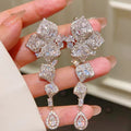 Luxury Red AAA Zircon Bridal Earrings CZ Zirconia Wedding Drop Earring For Bride Accessories Women Party Evening Dress Jewelry a