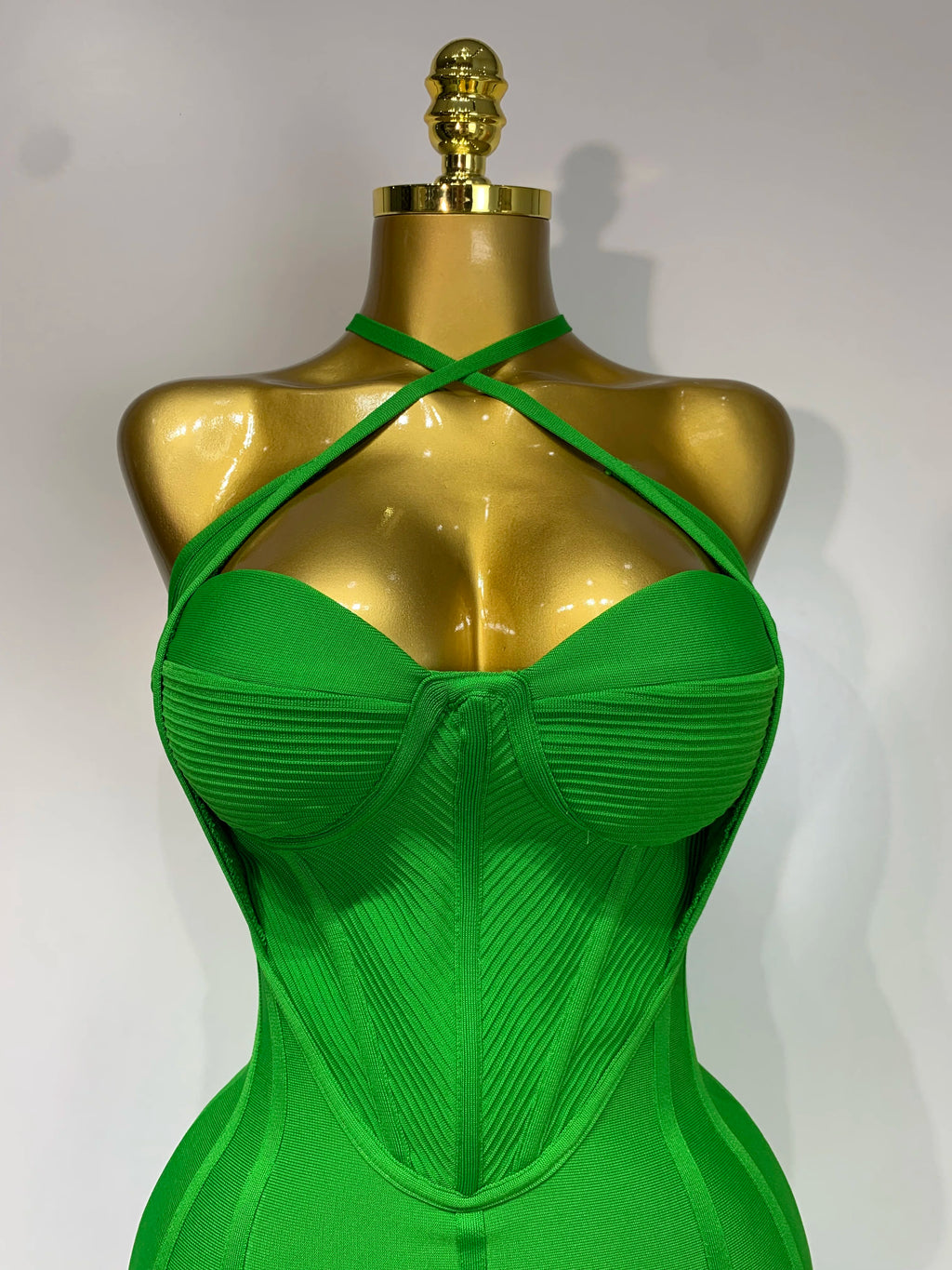 Women Sexy Sleeveless Backless Green Midi Bodycon Bandage Dress  Celebrity Elegant Evening Club Party Luxury Birthday Dress