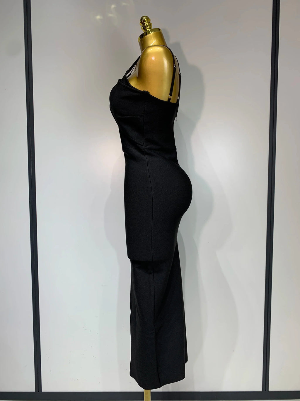 Women Sexy Sleeveless Hollow out Split Backless Black Midi Bandage Dress  Celebrity Elegant Evening Cocktail Party Dresses
