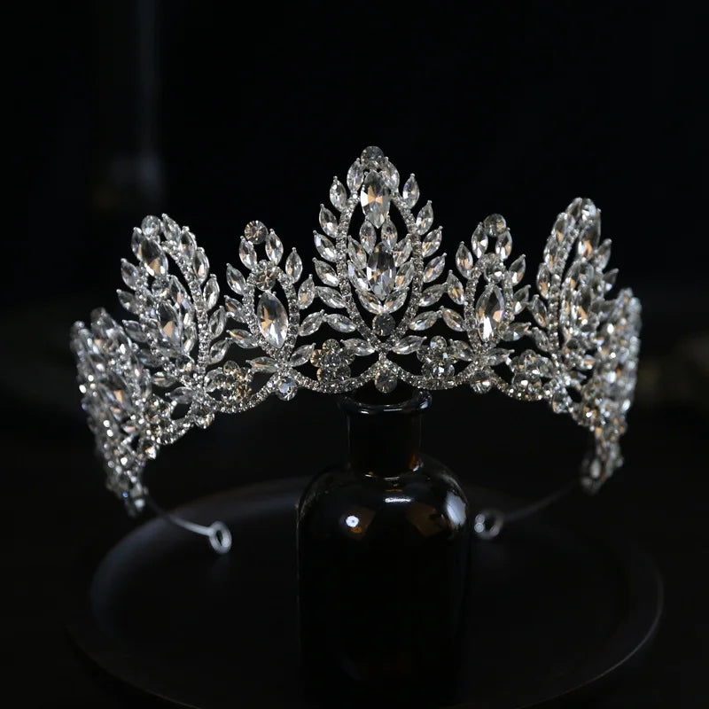 Bridal Tiaras Hair Accessories Luxury Full Zircon Wedding Crowns Diadem Headdress Baroque Brides Party Tiara Crown For Women as pic 2