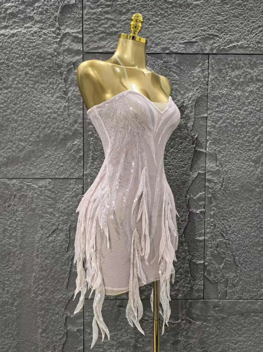 Pink Color Women Sexy Strapless Sexy Sequins Bodycon Mini Dress Nightclub Party Girls' Birthday Cocktail Outfit