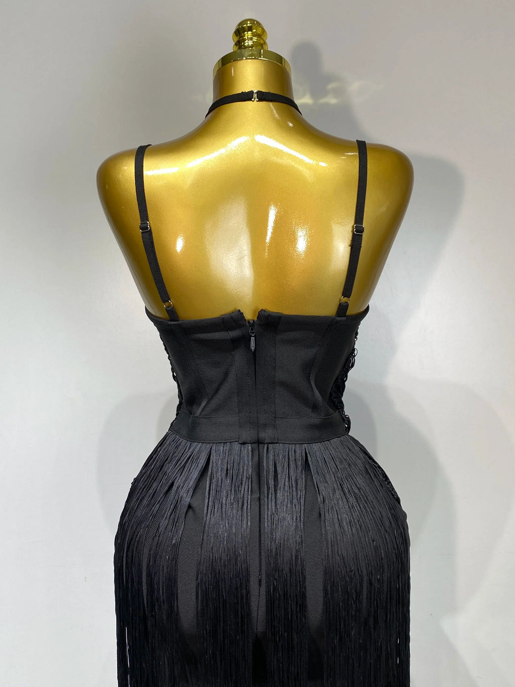Women Sexy Backless Tassel Black Ankle Bodycon Bandage Dress Celebrity Elegant Evening Club Luxury Birthday Party Dresses