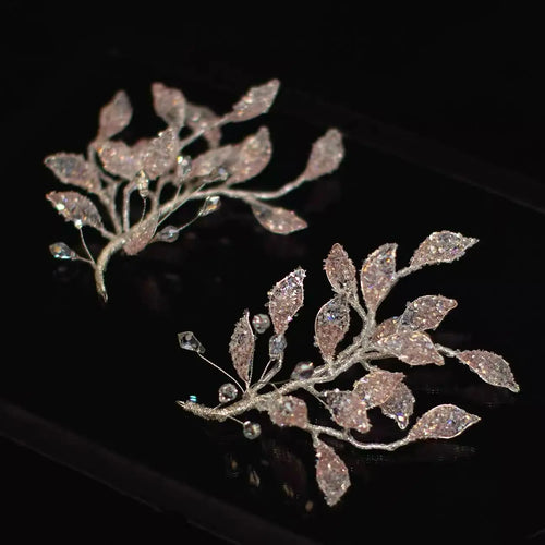 Bridal Jewelry Handmade Hair Pin Clip Silver Color Hairpin For Bride Women Prom Party Dinner Leaf Head Piece Wedding Accessories a