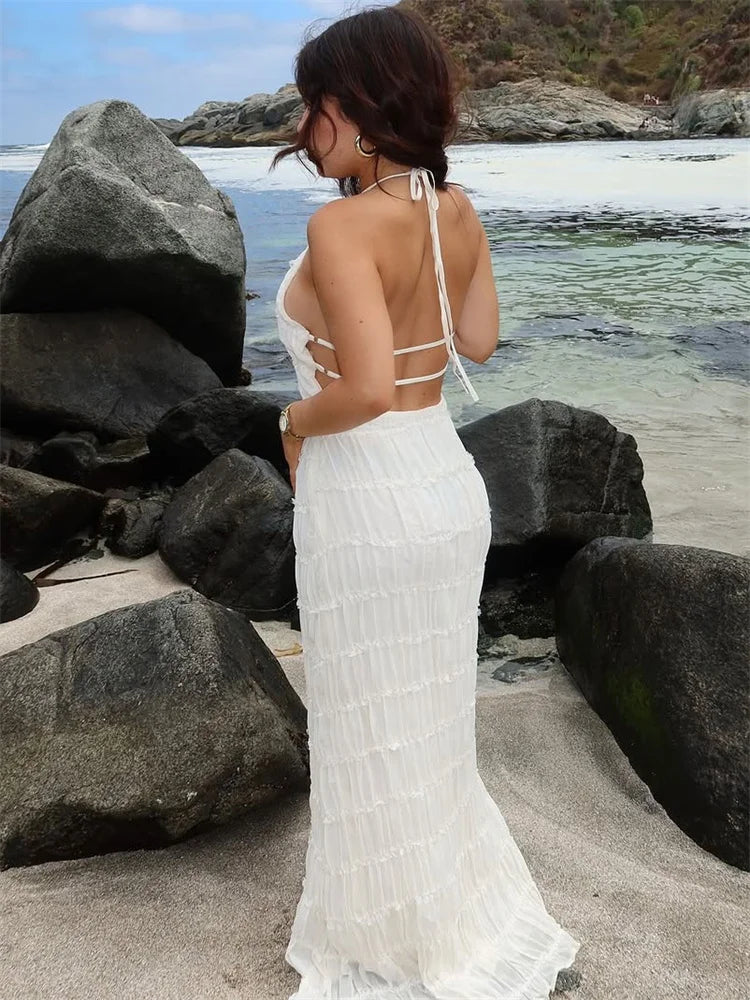 Patchwork Laceup Beach Maxi Dress
