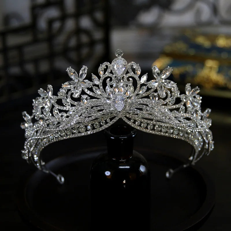 Baroque Princess Queen Crowns For Wedding Crystal Bridal Tiara Crown For Pageant Women Diadem Party Prom Hair Jewerly Headpiece as pic 2