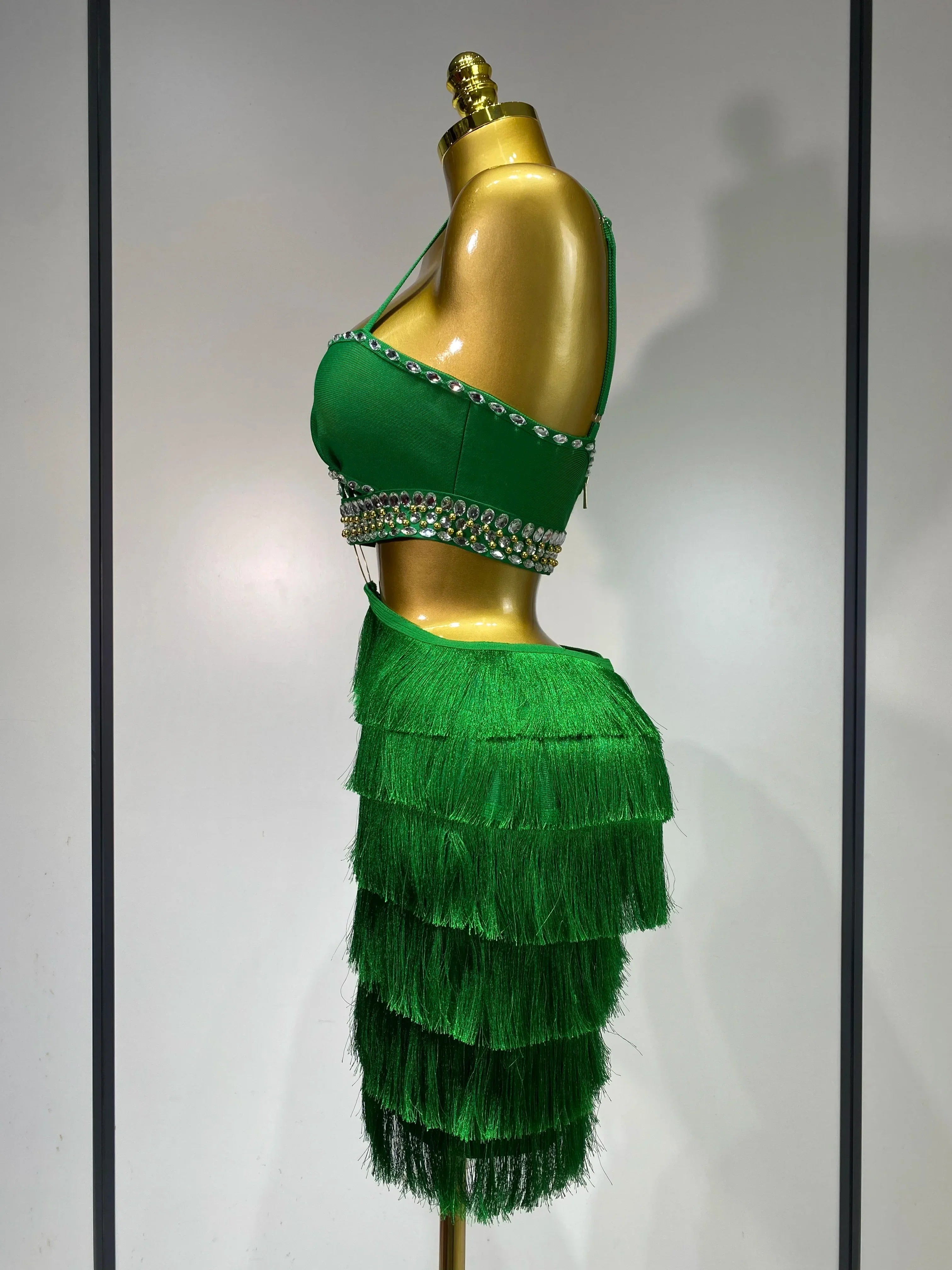 Sexy Sling Backless Dress Women Green Bodycon Bandage Dress  Celebrity Elegant Evening Club Luxury Birthday Party Dresses