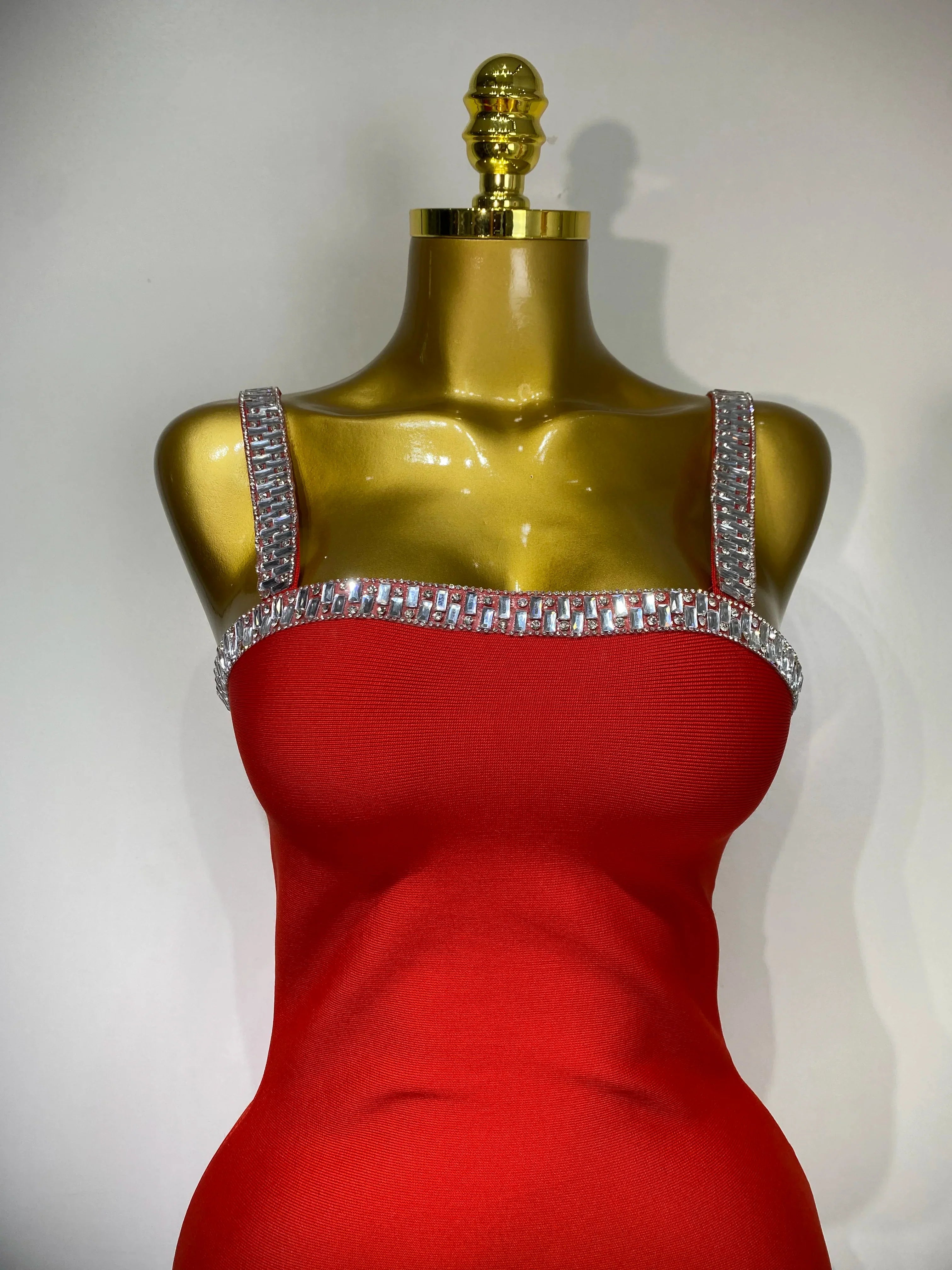 Women Sexy Black Red Sparkly Mini Bodycon Bandage Dress Sleeveless Luxury Diamonds Elegant Evening Club Party Birthday Dress