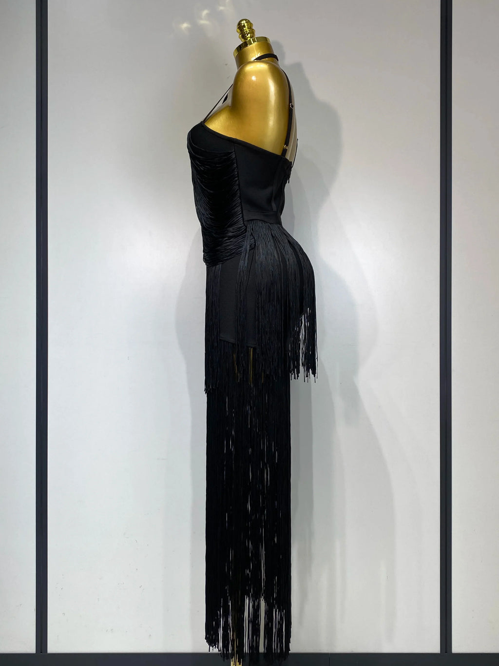 Women Sexy Backless Tassel Black Ankle Bodycon Bandage Dress Celebrity Elegant Evening Club Luxury Birthday Party Dresses