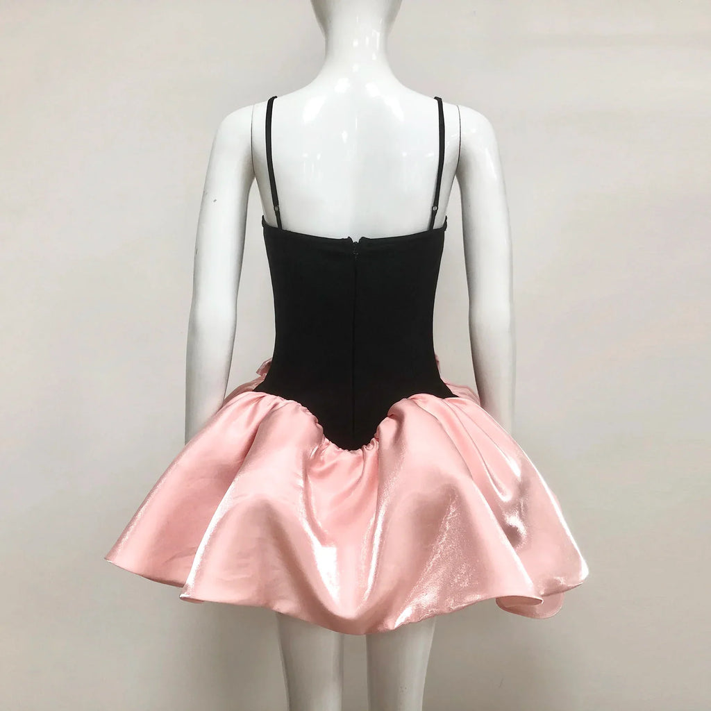 New Summer Women Sexy Strap V-Neck Ball Gown Mini Dress Celebrate Fashion Birthday Party Cute Girls' Date Dress