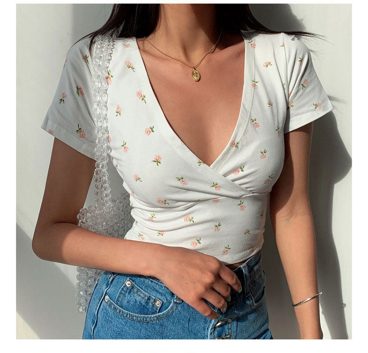 Floral Print Vneck Baby Tee